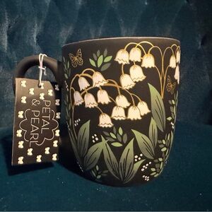 Petal and Pearl Soft Touch Floral Black Floral Ceramic Mug